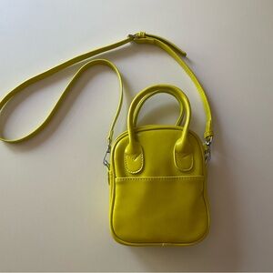 NEW Yellow Faux Soft Patent Leather Bag Purse Handles Crossbody Chain Strap